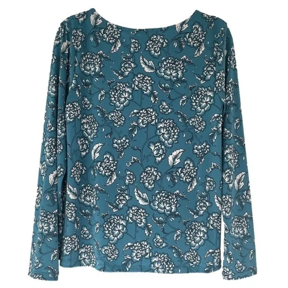 Banana Republic Teal Floral Long Sleeve Top, M - Picture 2 of 9